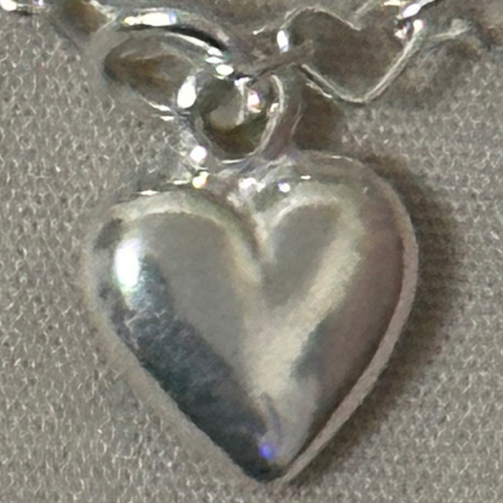 925 Sterling Silver Heart Anklet Chain w/Heart Charm. NWOT - Picture 4 of 14